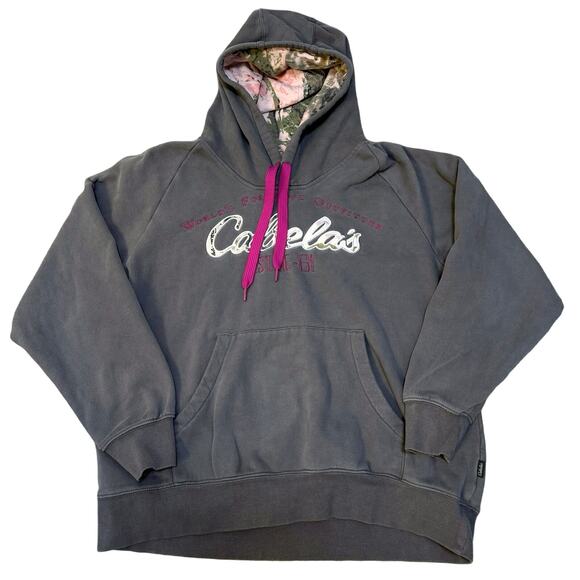 Cabela's Tops - Cabela's Cozy Heavyweight Camo Hoodie Gray purple pink Women's size XL